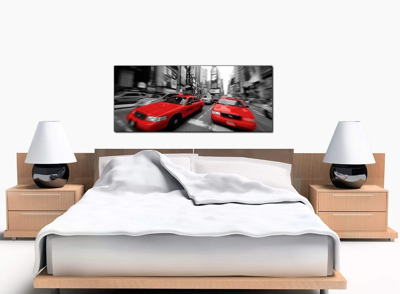 Red Black White Grey New York Taxi Cab City Canvas