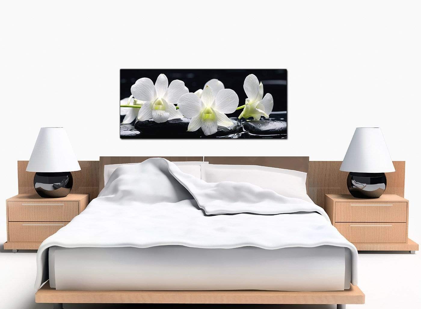 Black and White Orchid Flower Floral Canvas