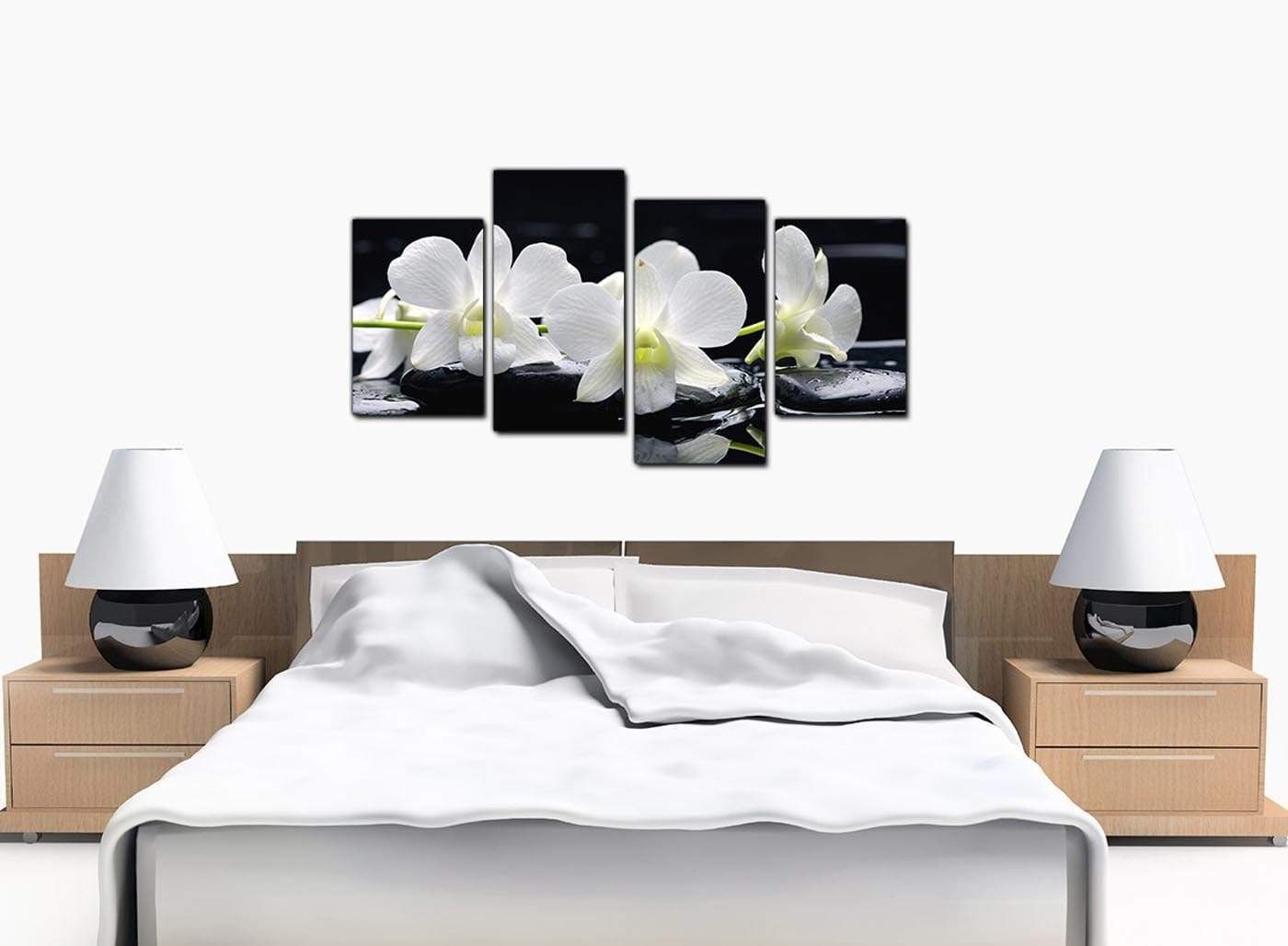 Black and White Orchid Flower Floral Canvas