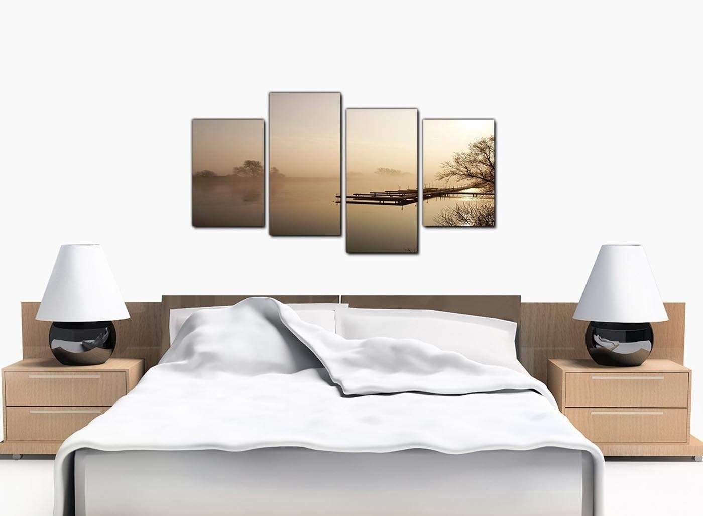Sepia Brown Sunset Jetty Sunset View Landscape Canvas Art