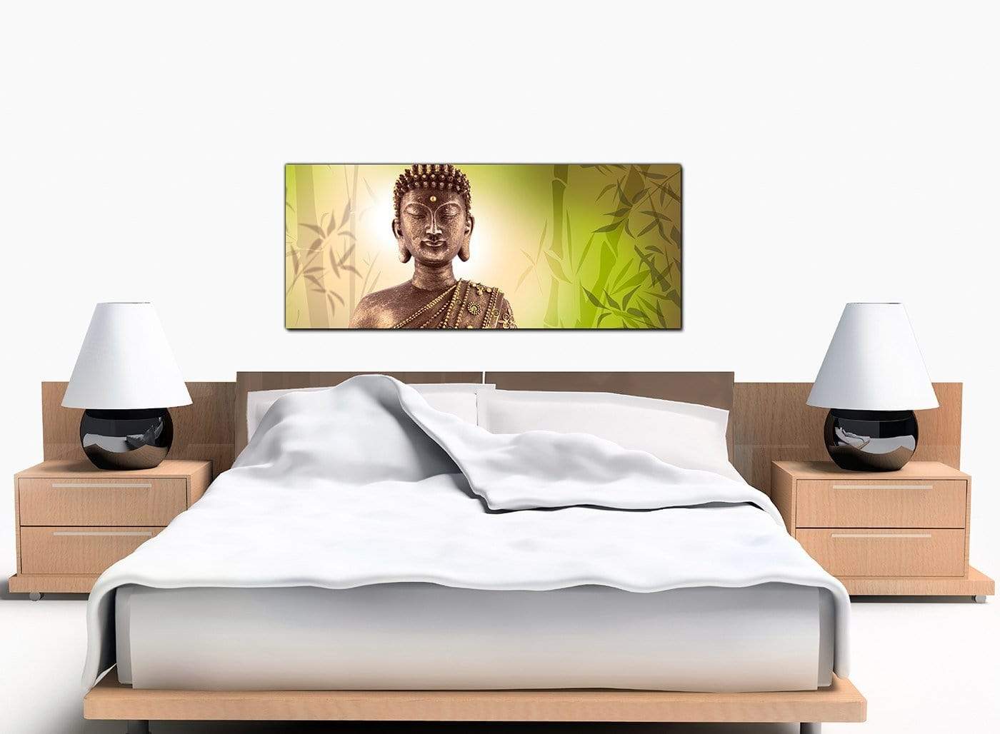 Abstract Buddha Lime Green Bamboo Zen Canvas