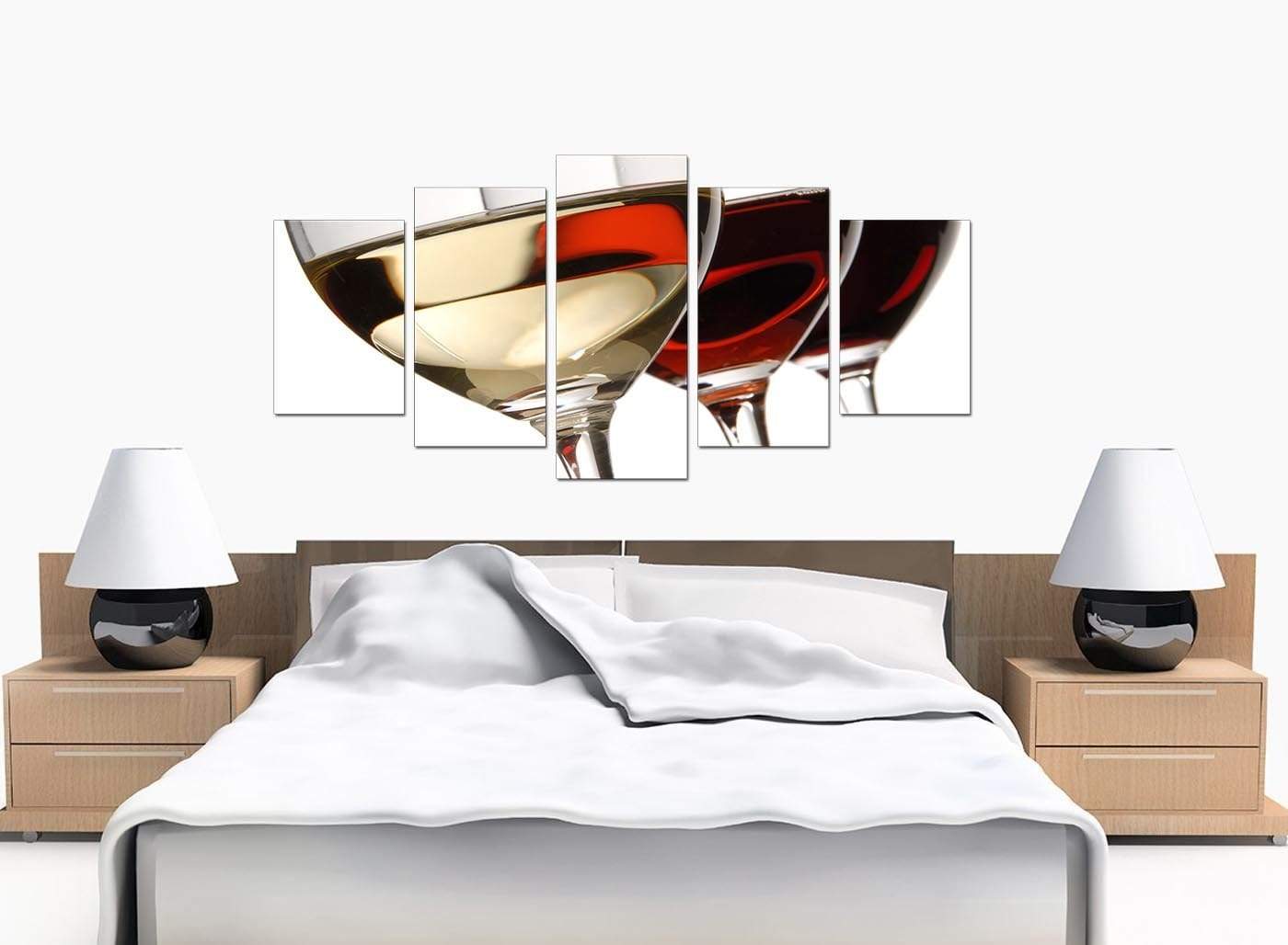 Red White Wine Glasses Kitchen Canvas