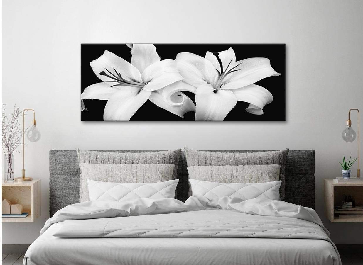 Black White Lily Flower Bedroom Canvas Wall Art Accessories Print