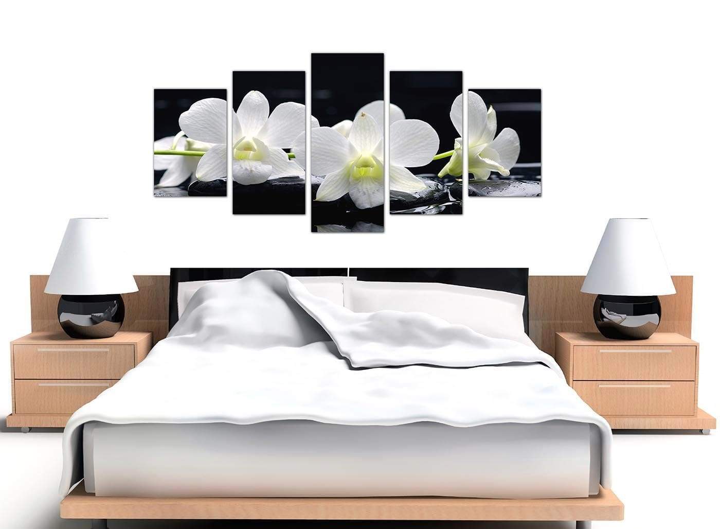 Black and White Orchid Flower Floral Canvas