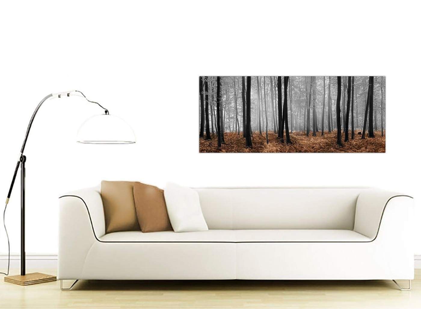 Black White Brown Grey Forest Woodland Trees Canvas Wall Art