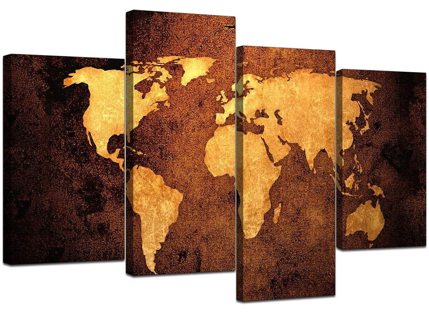 Old World Map - Brown Cream Canvas