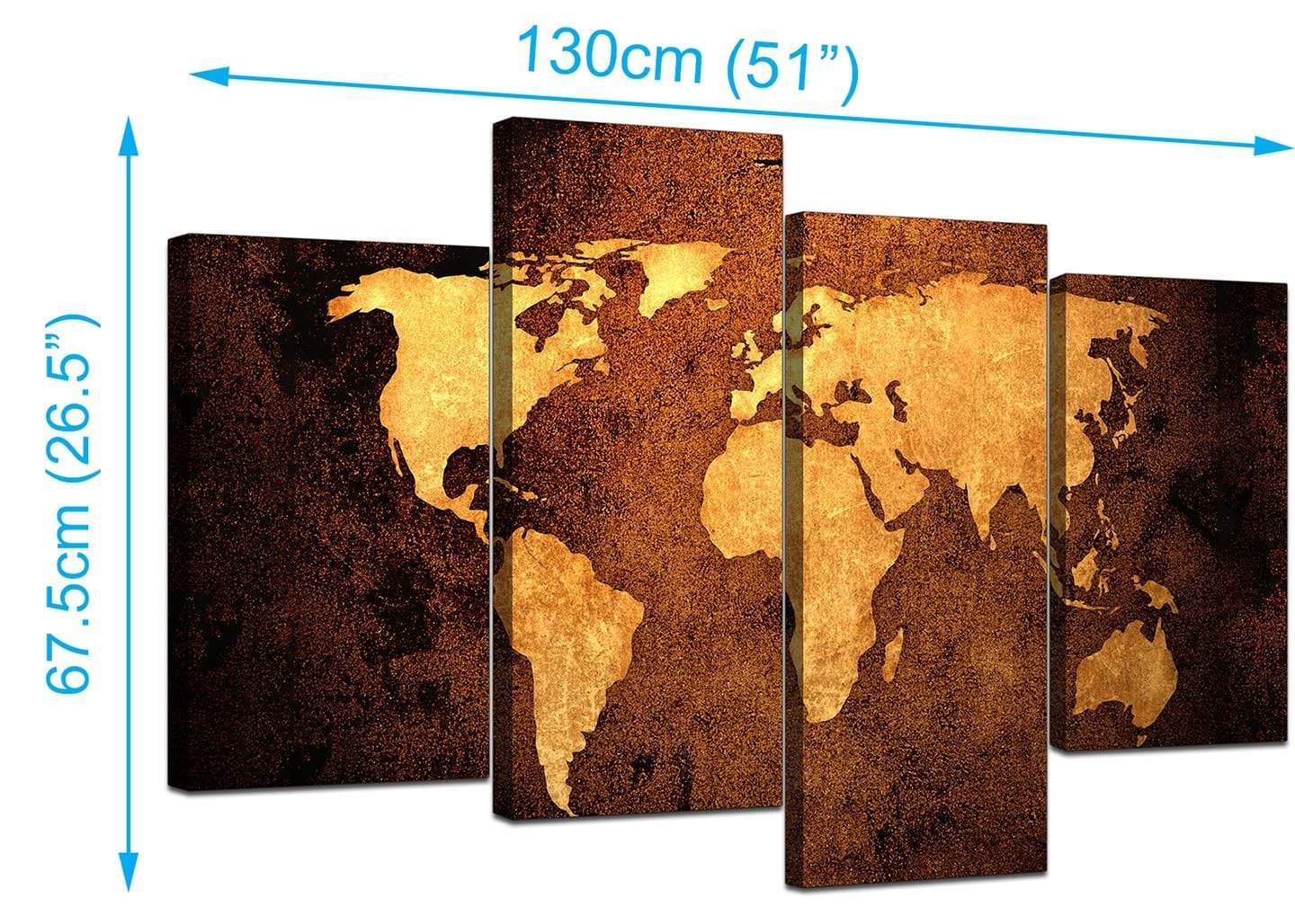 Old World Map - Brown Cream Canvas