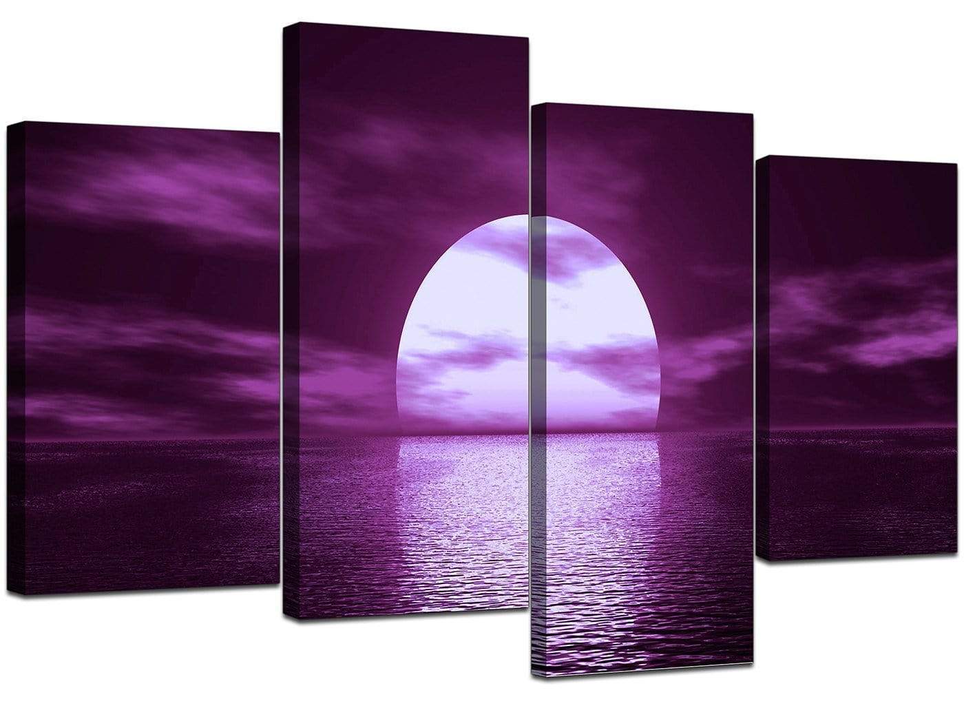 Purple Sunset Ocean Sky Landscape Canvas