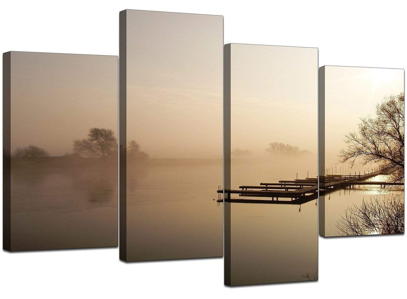 Sepia Brown Sunset Jetty Sunset View Landscape Canvas Art