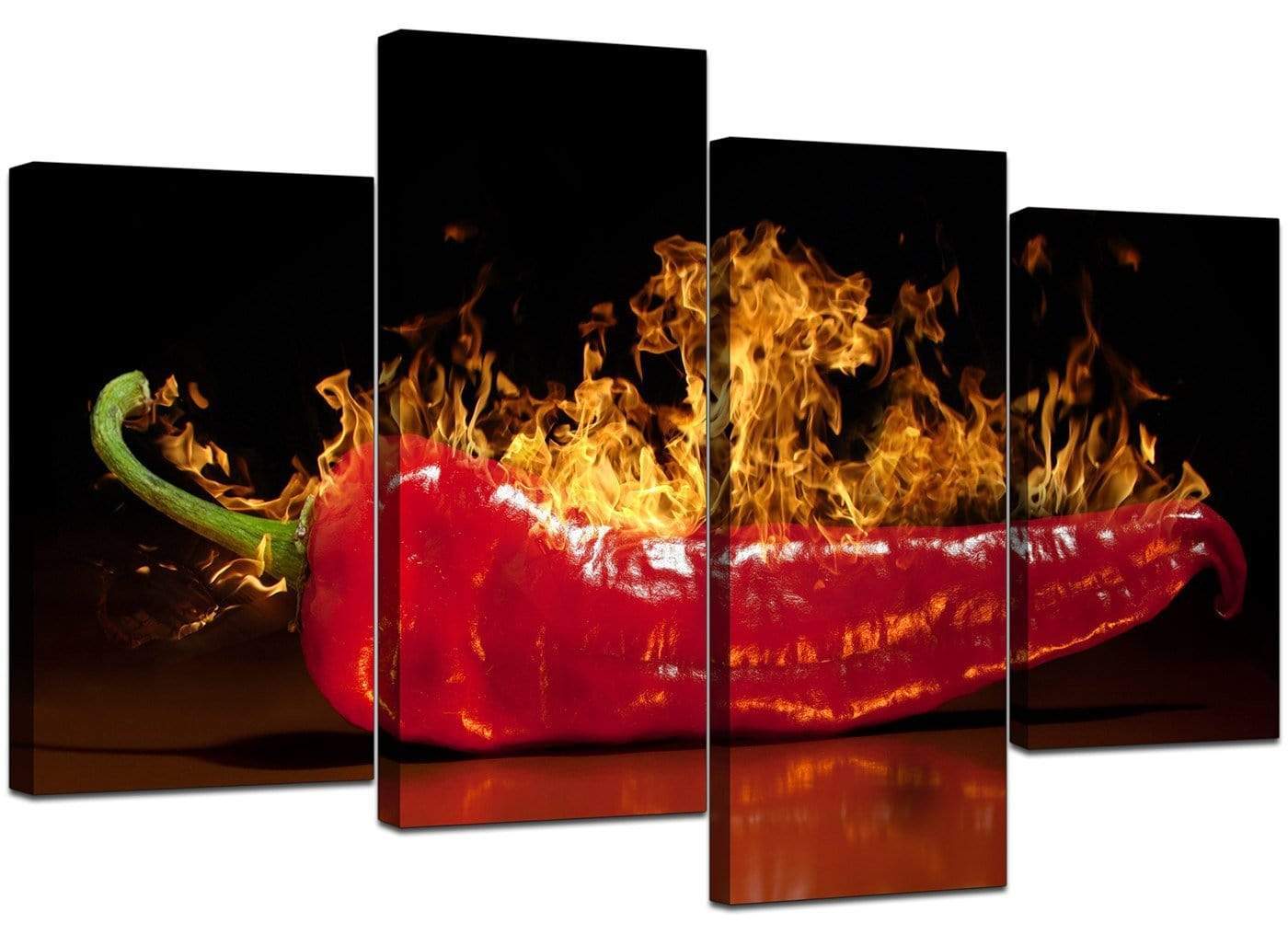 Red Hot Chilli Pepper Flaming Black Canvas