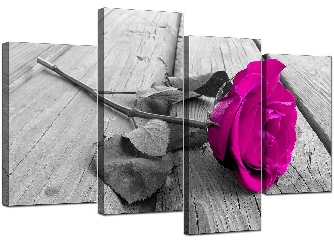 Pink Rose Grey Black White Flower Floral Canvas