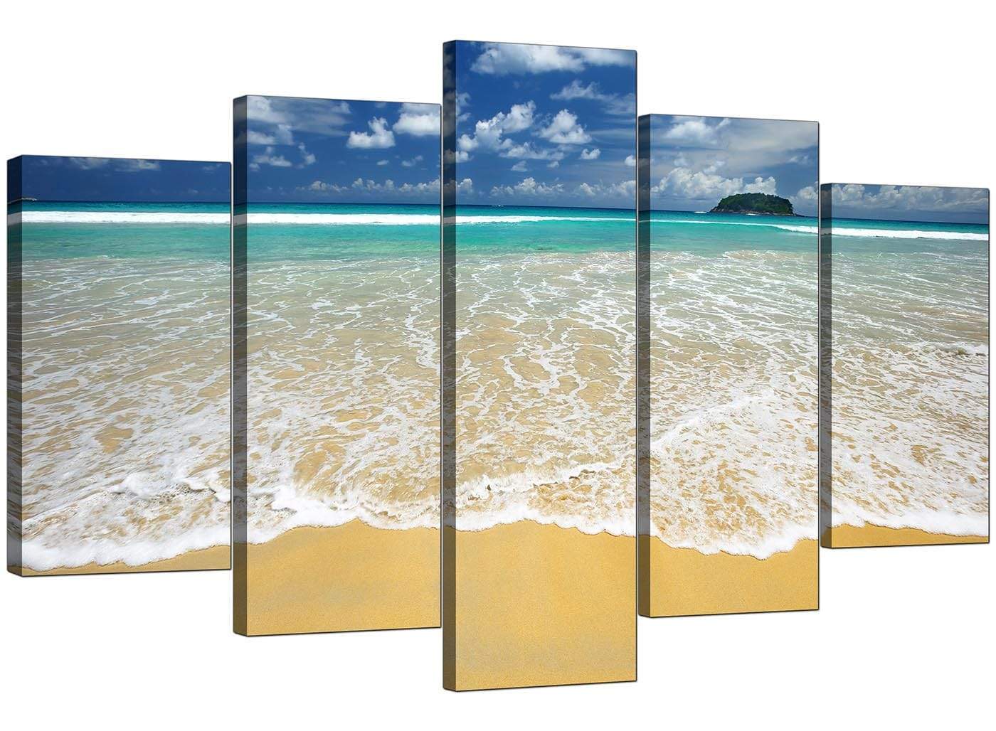 Modern Tropical Ocean Sandy Shore Scene Beach Canvas