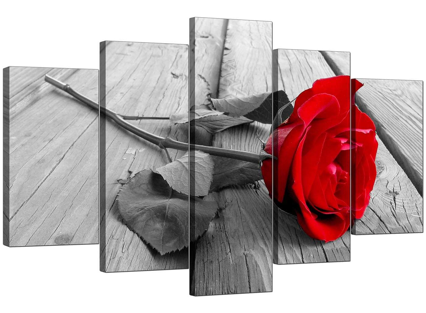 Red Rose Grey Black White Flower Floral Modern Canvas Art