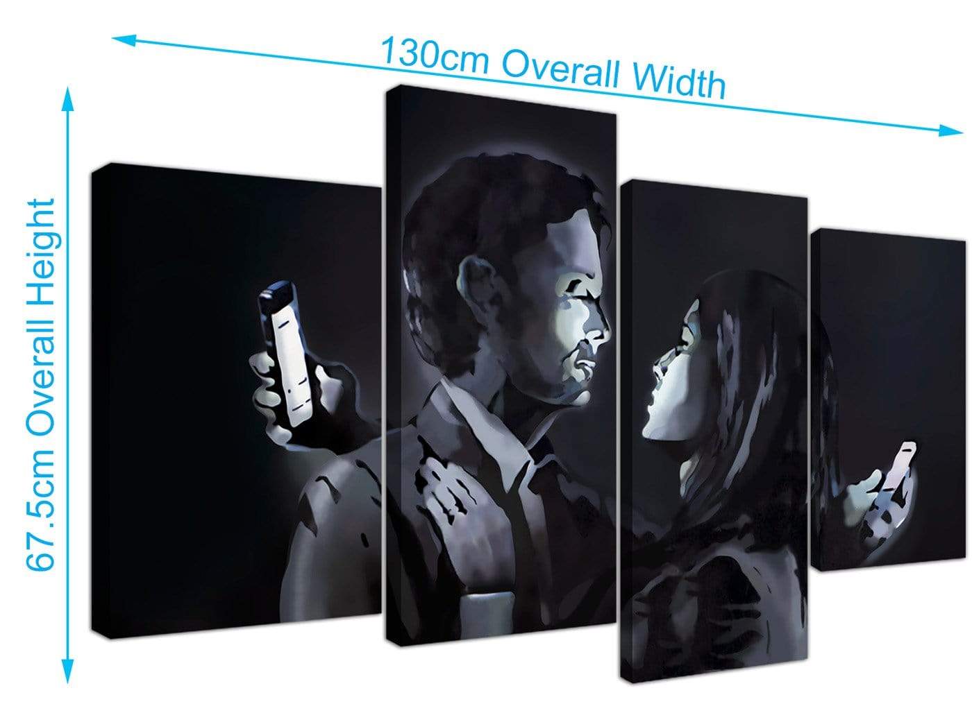 Banksy Mobile Lovers Graffiti Canvas Wall Art