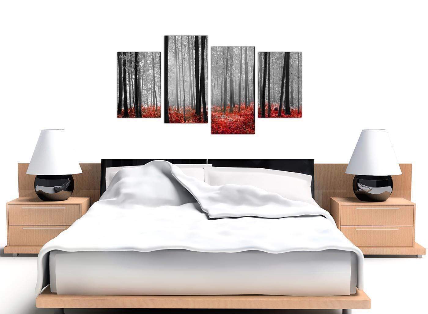 Black White Red Grey Forest Woodland Trees Canvas