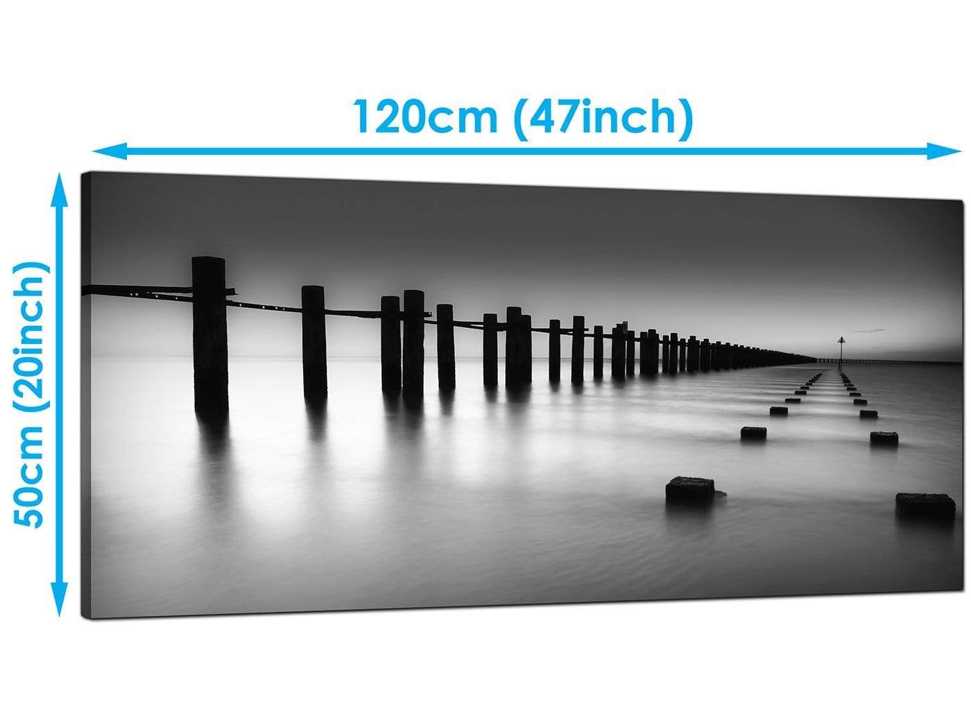 Modern Black White Beach Scenery Landscape Canvas