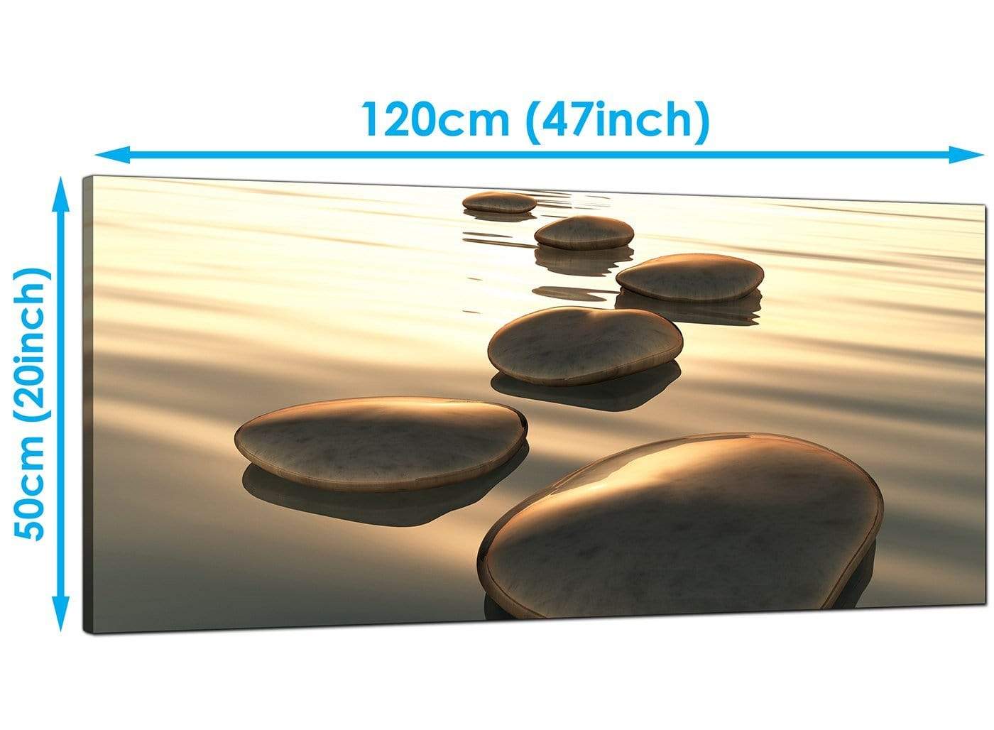 Modern Brown Zen Stepping Stones Lake Landscape Canvas