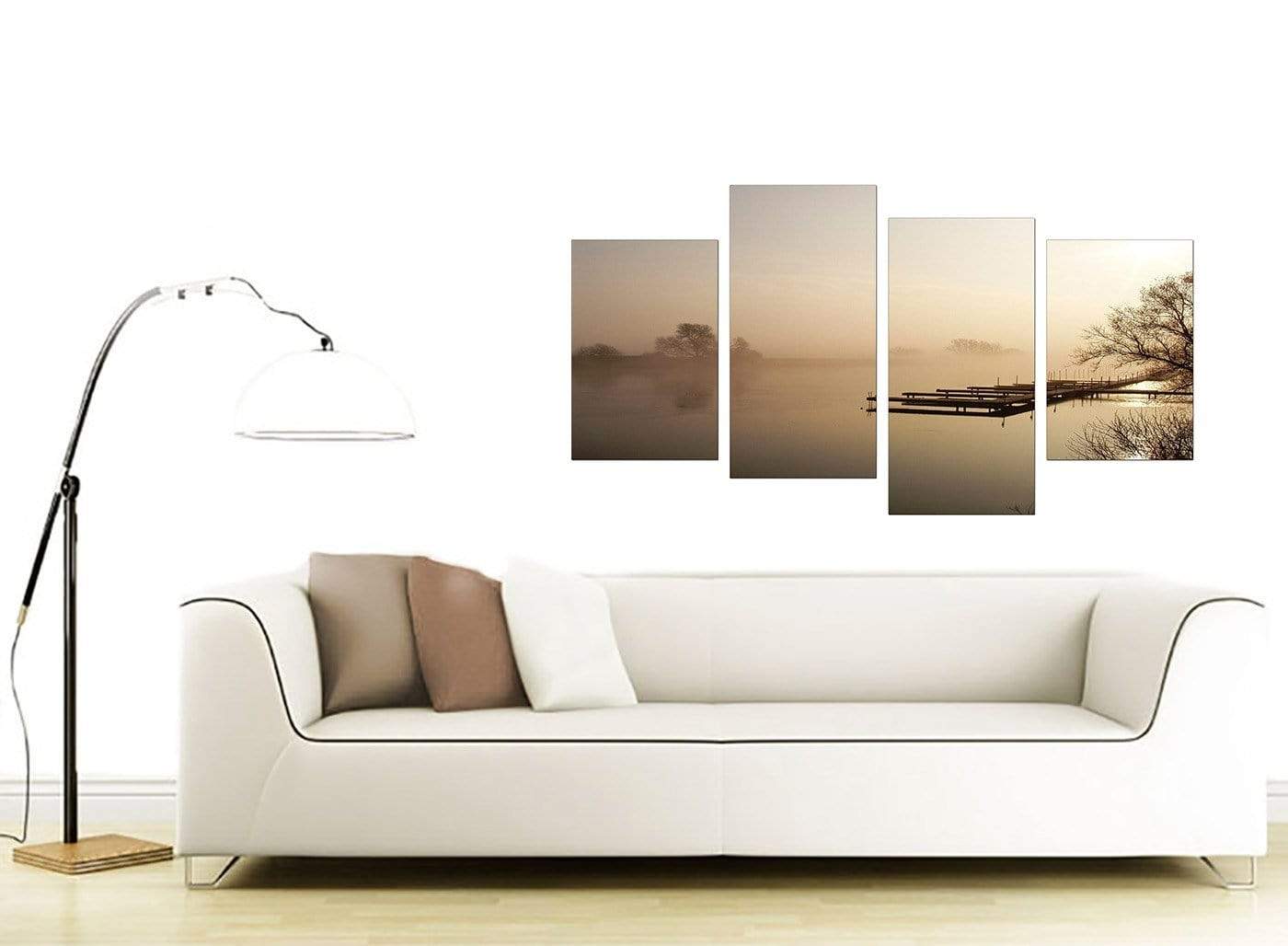 Sepia Brown Sunset Jetty Sunset View Landscape Canvas Art