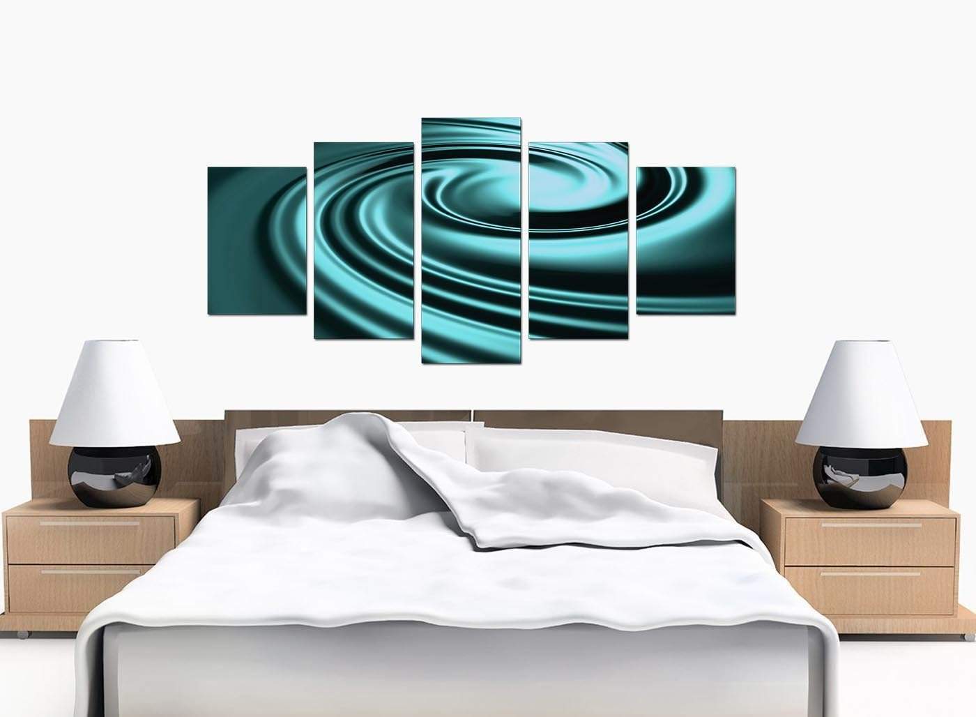 Teal Coloured Swirl Design Abstract Canvas