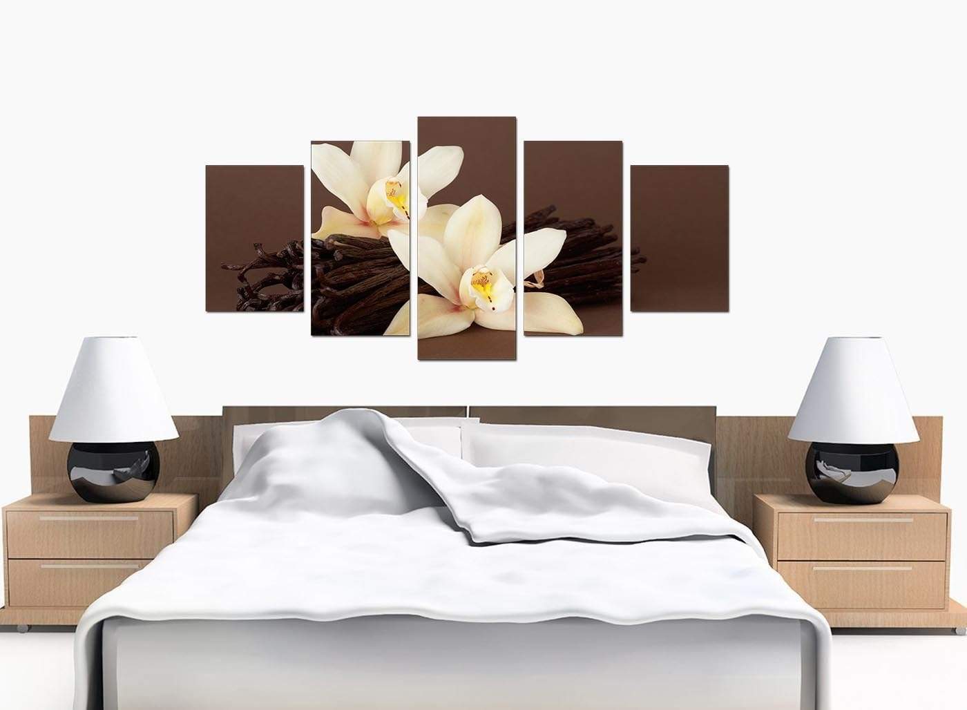 Brown and Cream Flower Floral Canvas