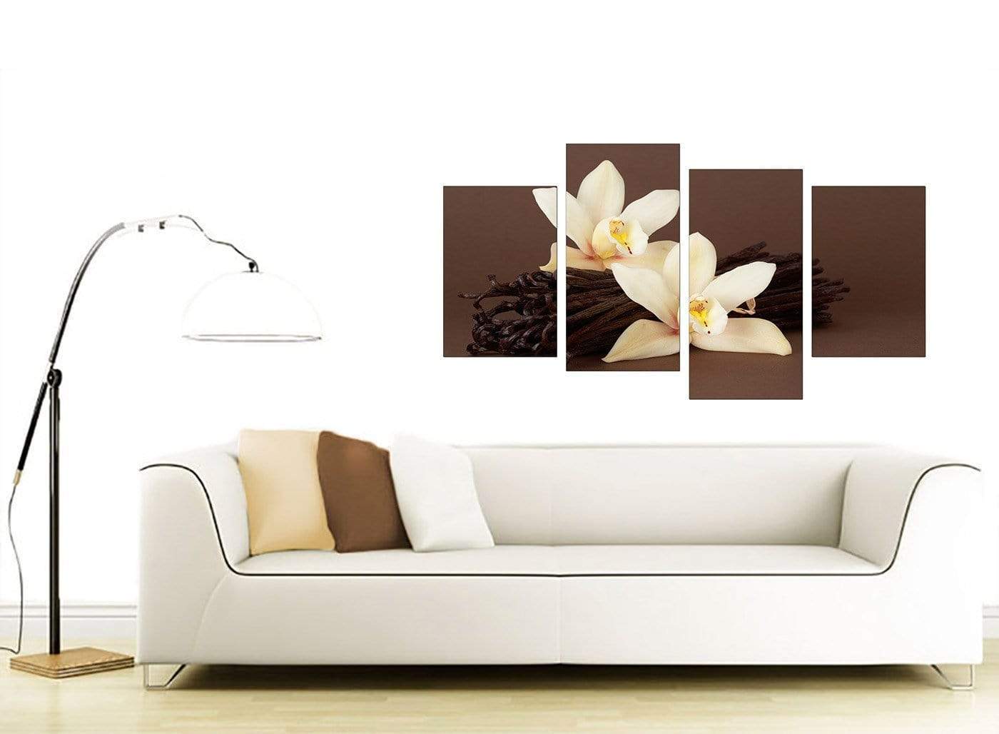Brown and Cream Flower Floral Canvas