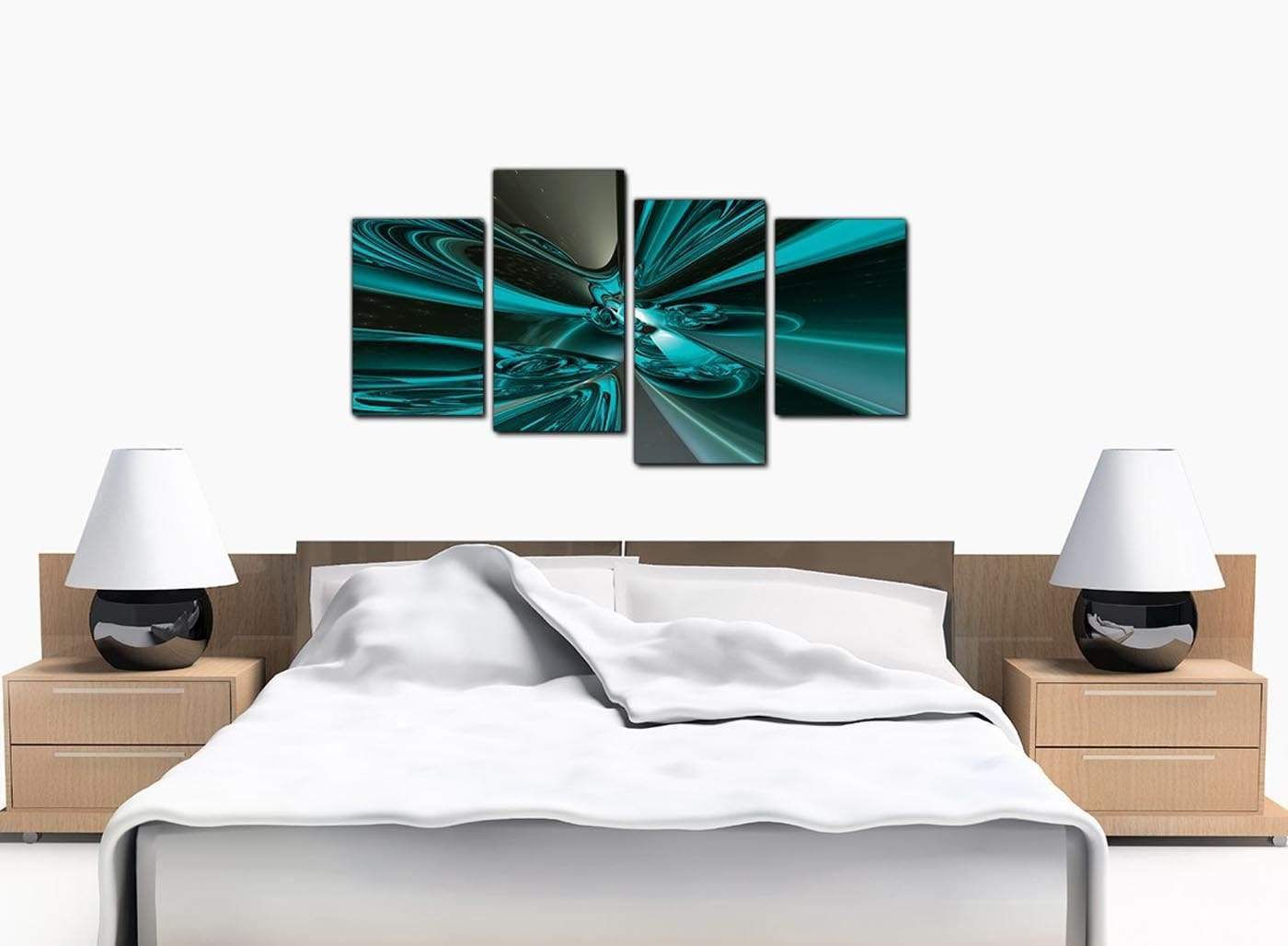 Modern Teal and Grey Cyclone Abstract Canvas