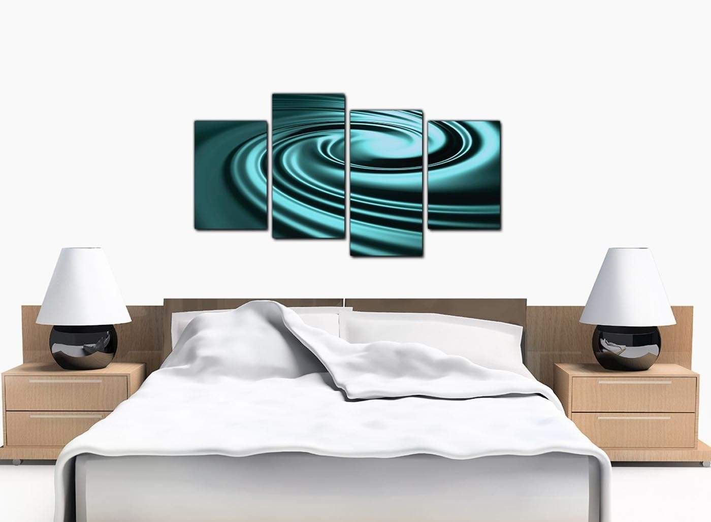 Teal Coloured Swirl Design Abstract Canvas