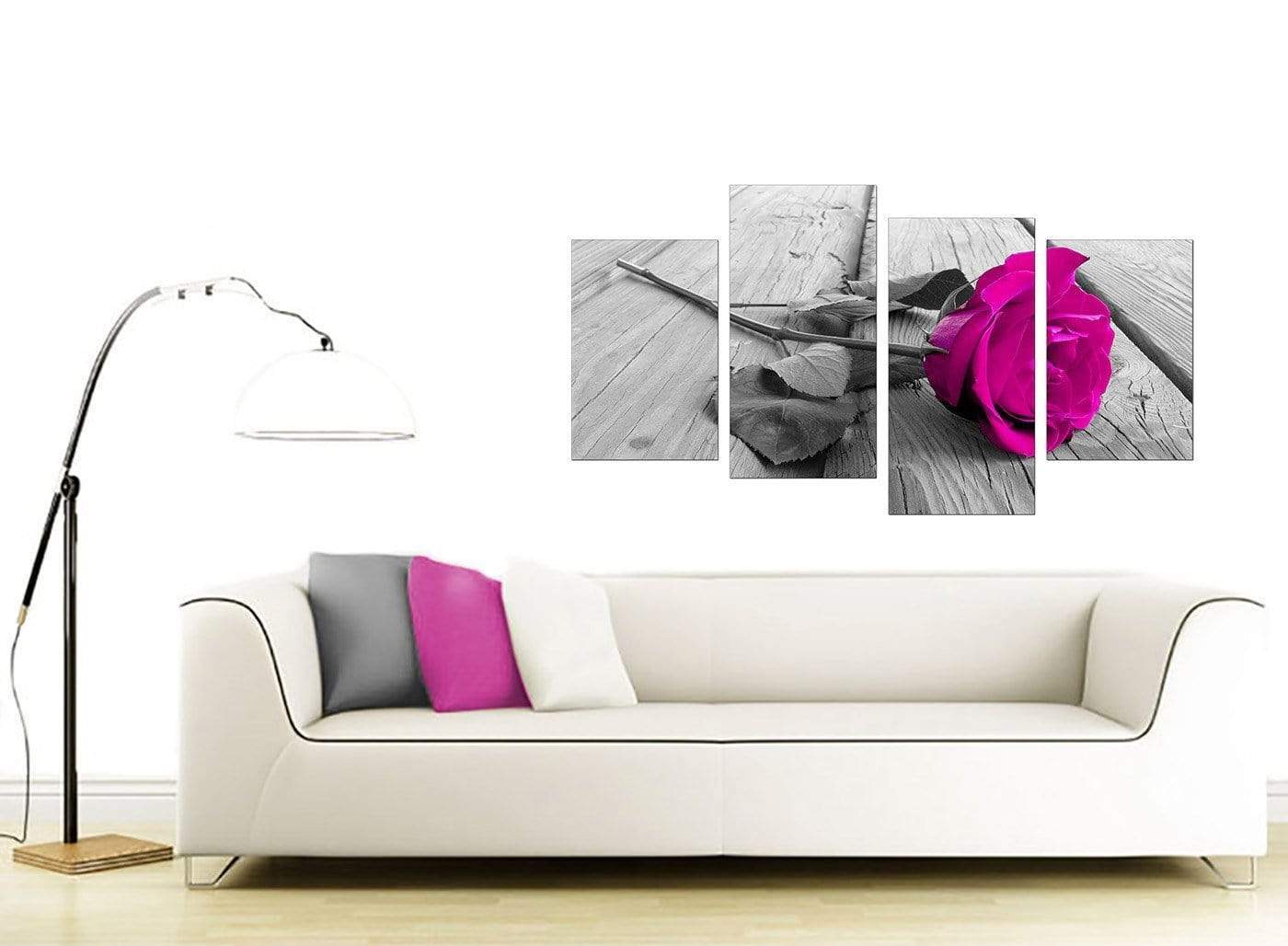 Pink Rose Grey Black White Flower Floral Canvas