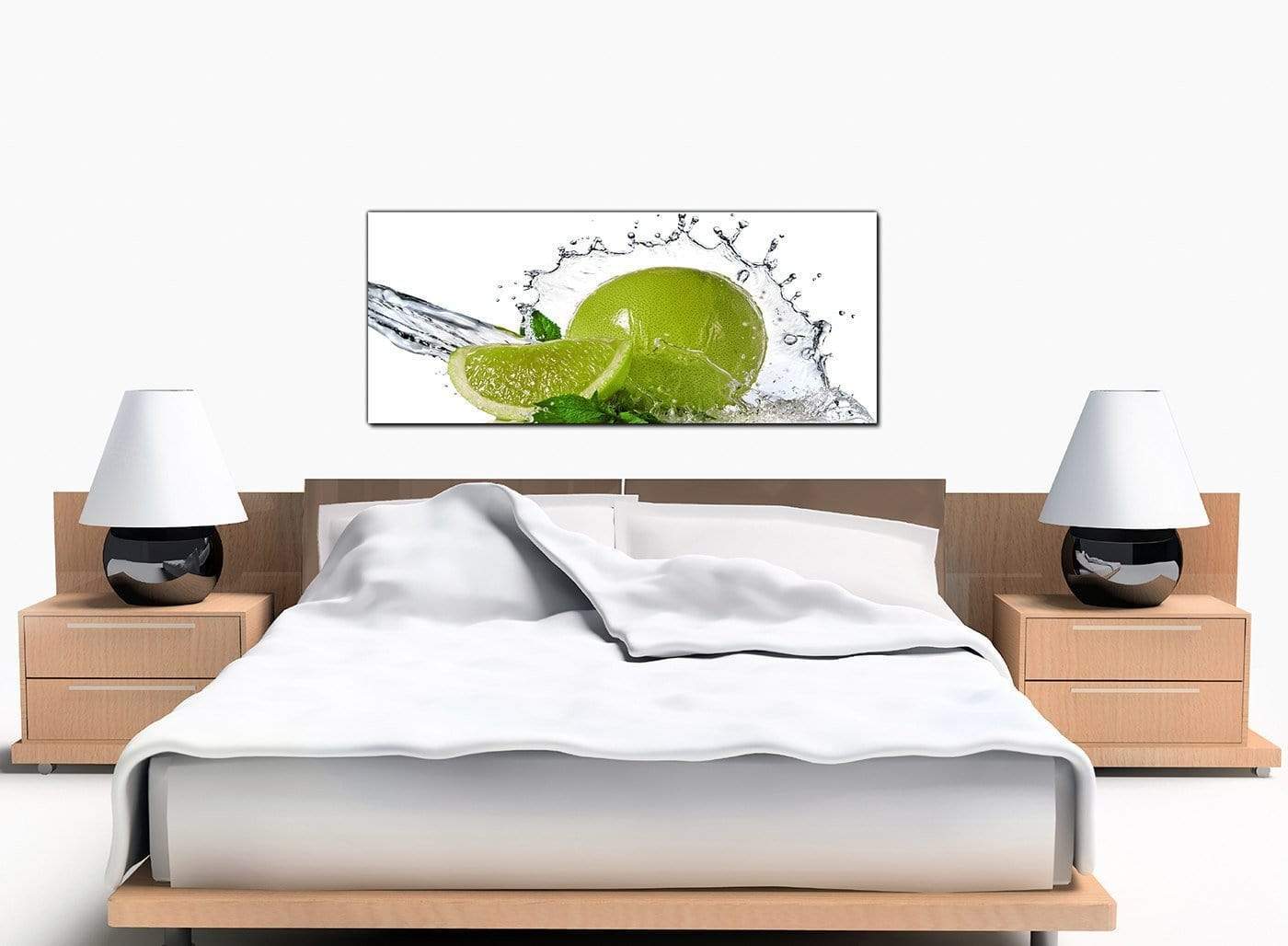 Lime Green White Fruit Splash Kitchen Canvas