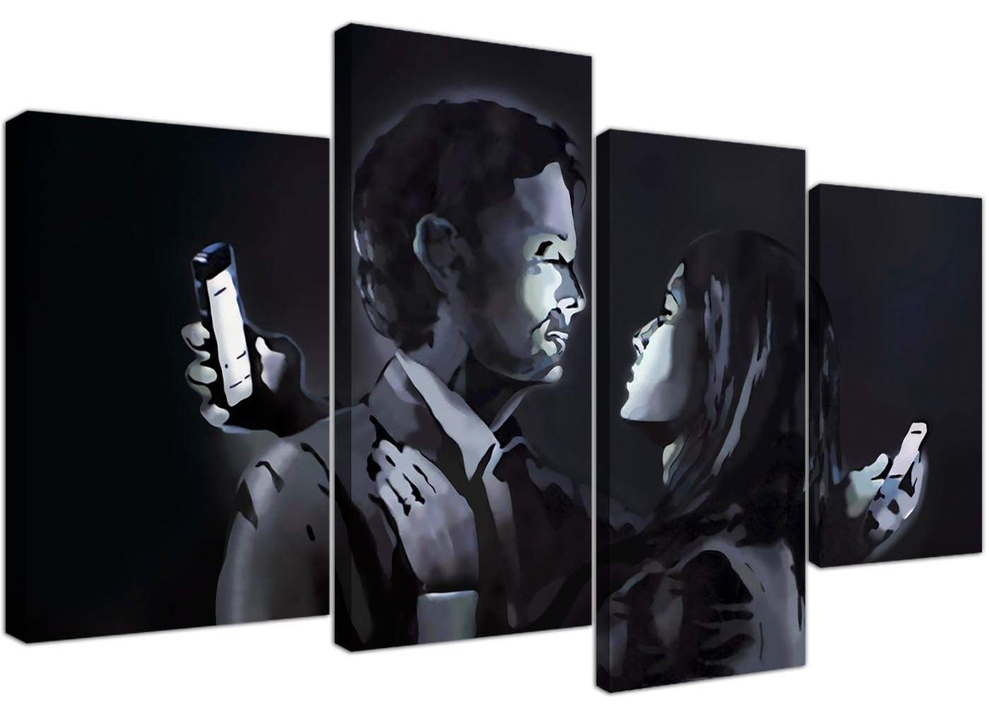Banksy Mobile Lovers Graffiti Canvas Wall Art