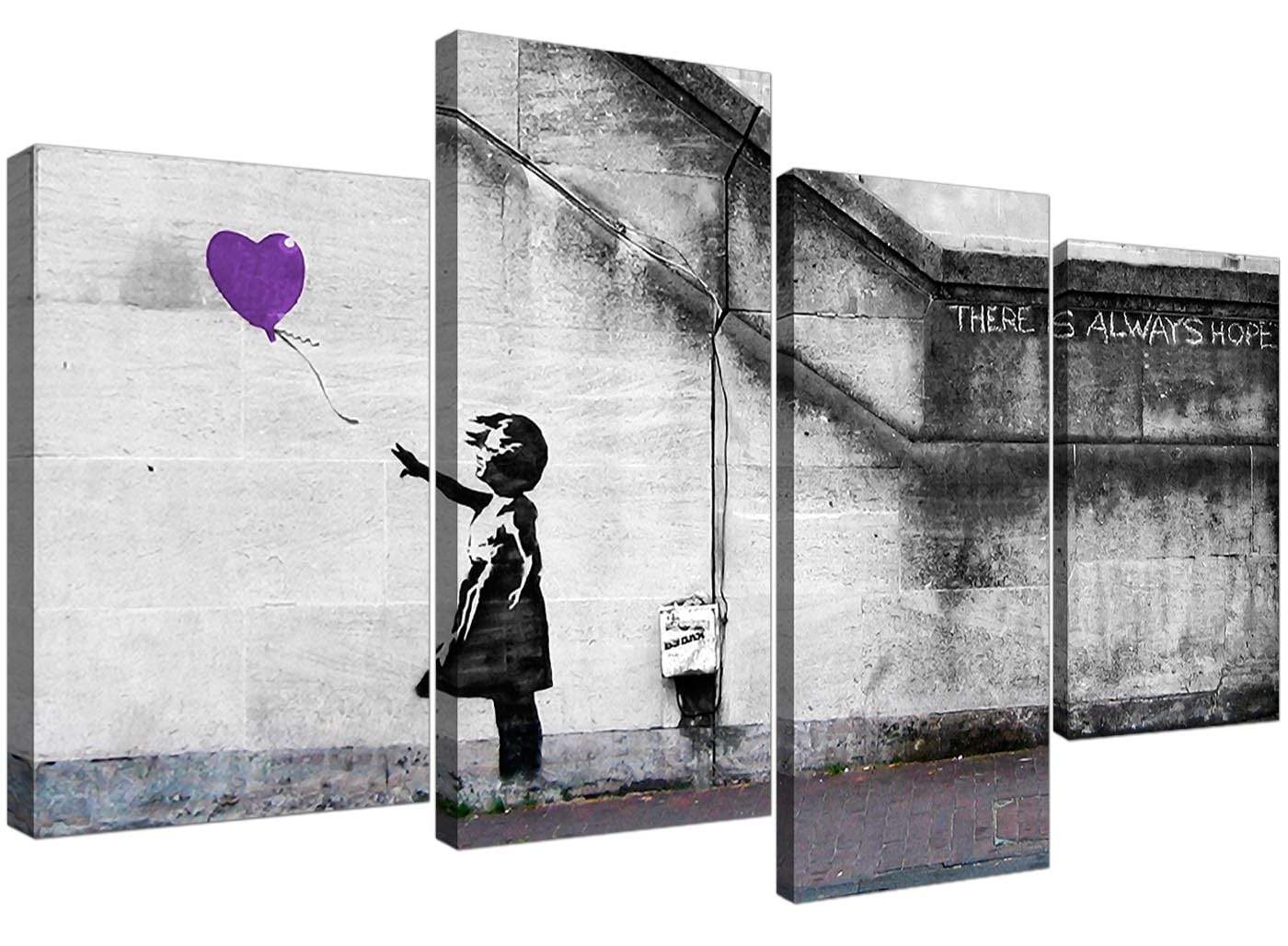 Banksy Balloon Girl Purple Heart Hope Canvas