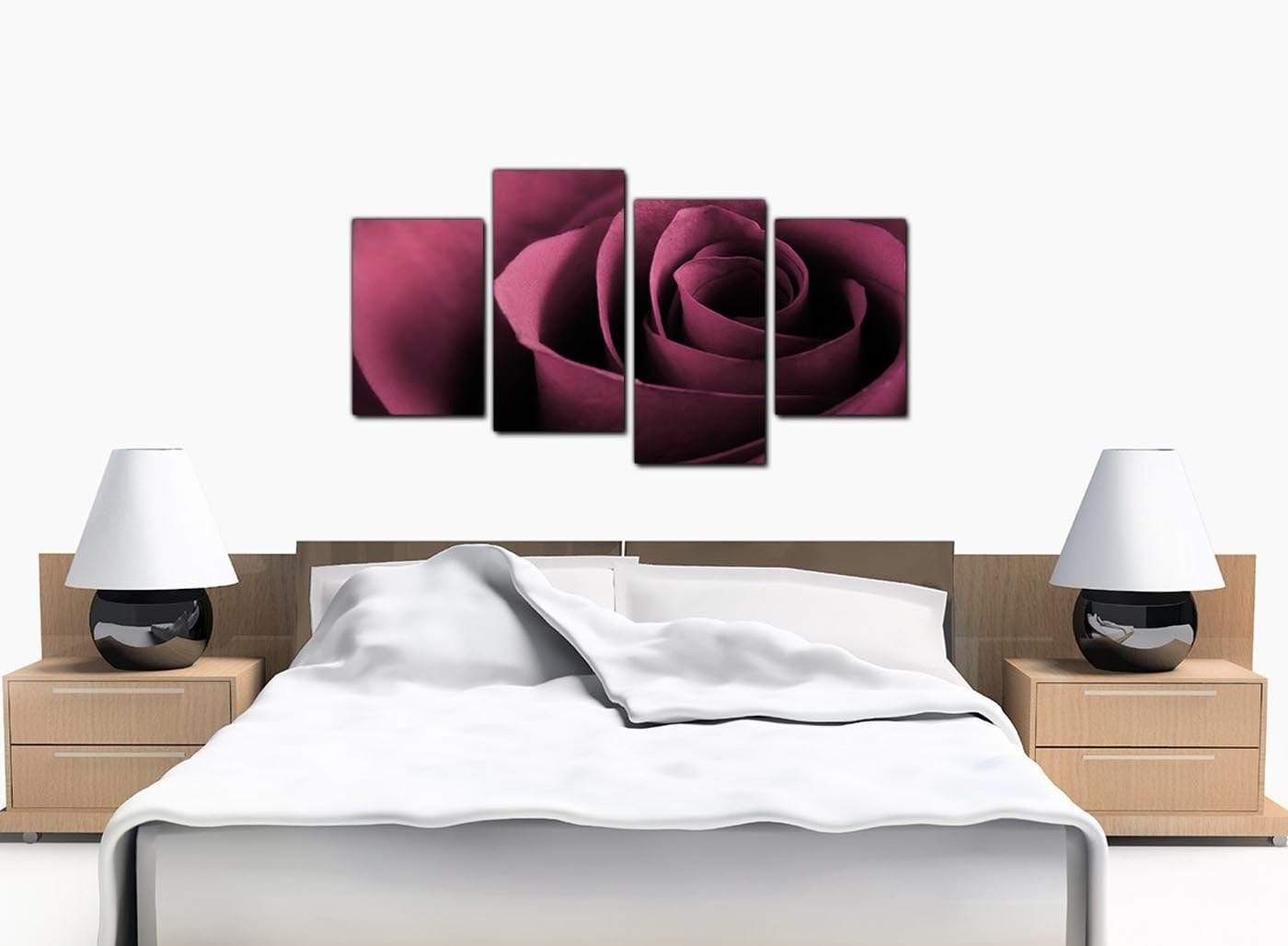 Plum Coloured Rose Petal Flower Floral Modern Canvas Art