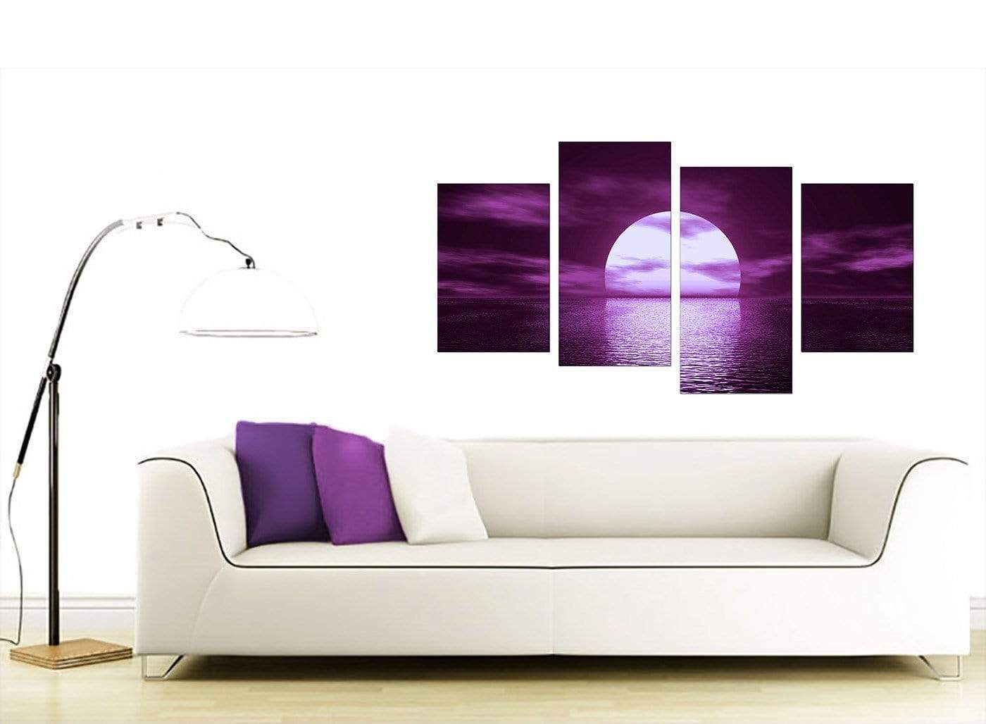 Purple Sunset Ocean Sky Landscape Canvas