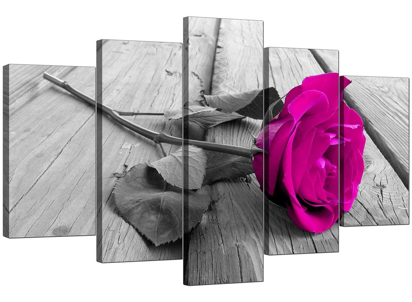Pink Rose Grey Black White Flower Floral Canvas
