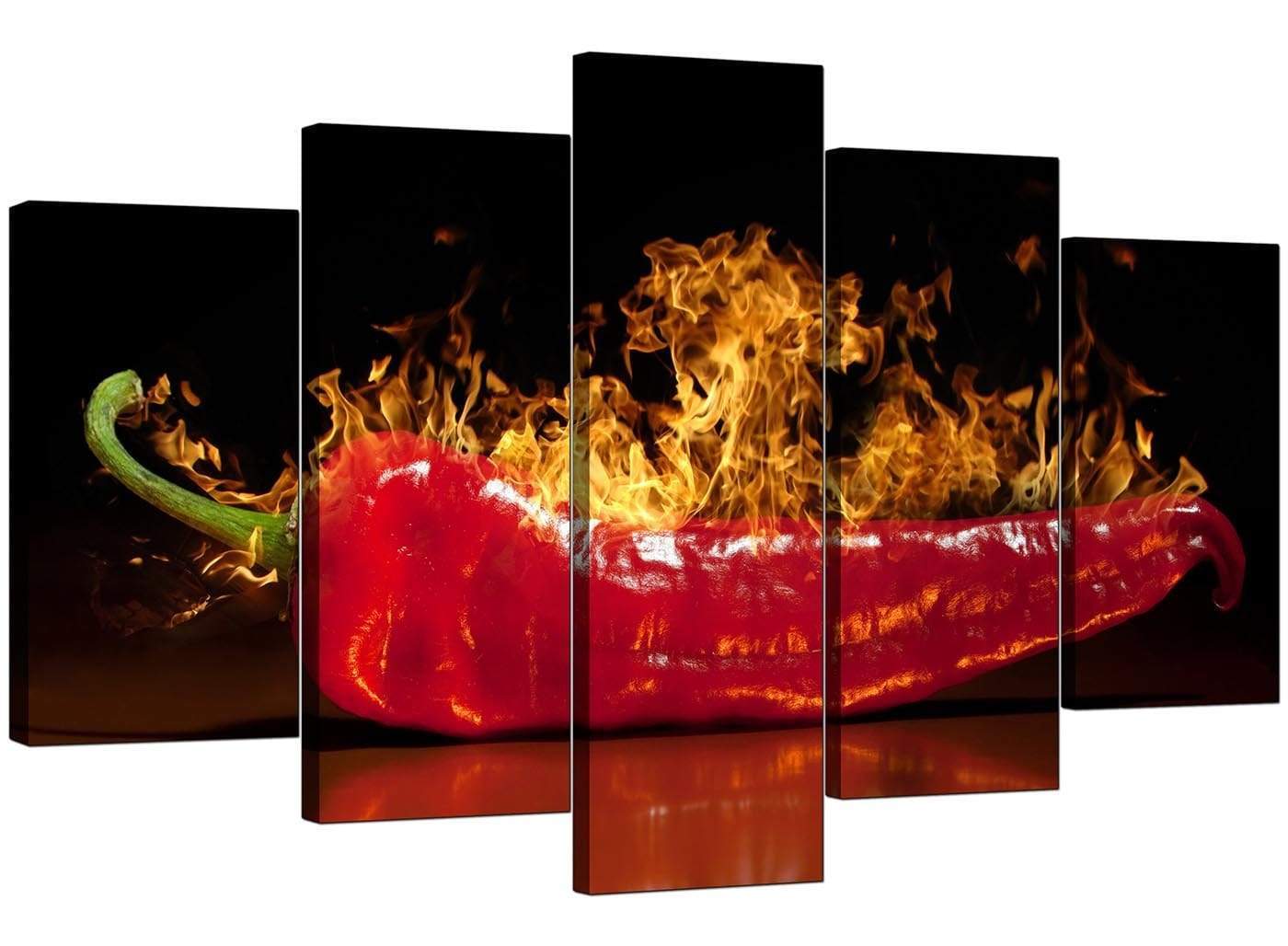Red Hot Chilli Pepper Flaming Black Canvas