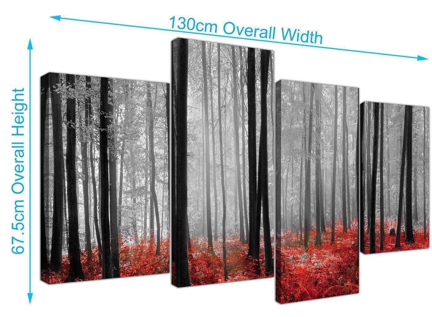 Black White Red Grey Forest Woodland Trees Canvas