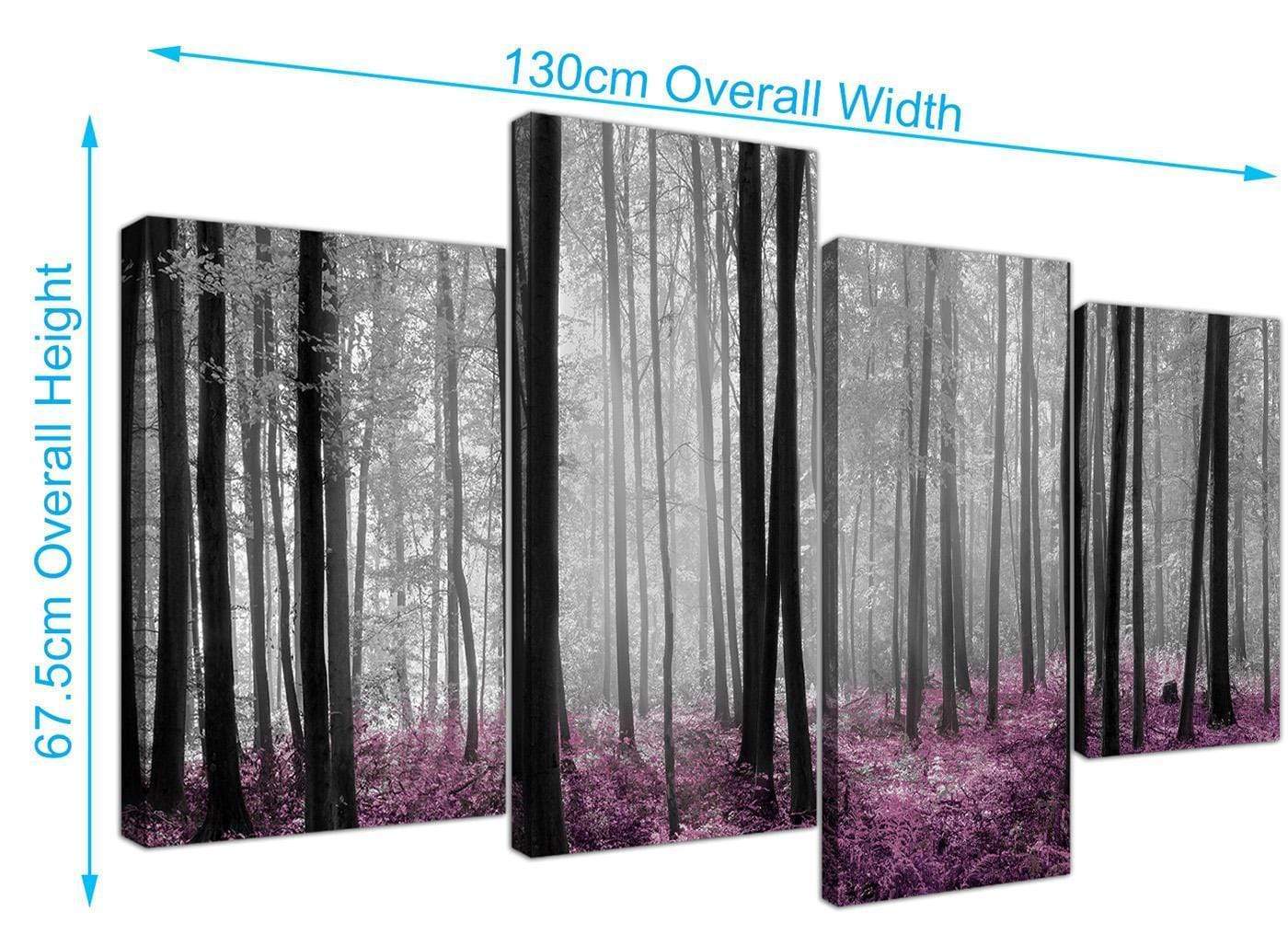 Modern Black Grey Plum Purple Forest Trees Landscape Canvas