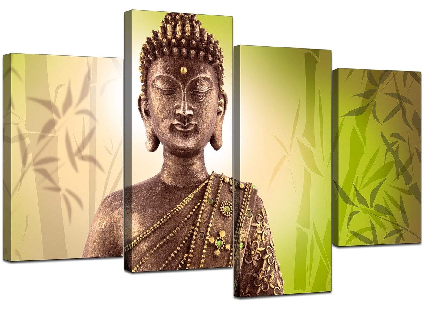 Abstract Buddha Lime Green Bamboo Zen Canvas