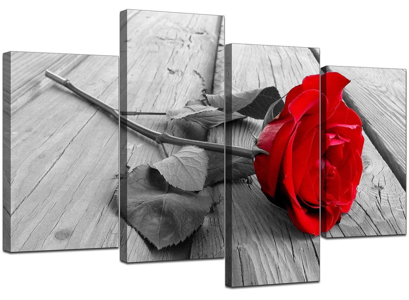 Red Rose Grey Black White Flower Floral Modern Canvas Art