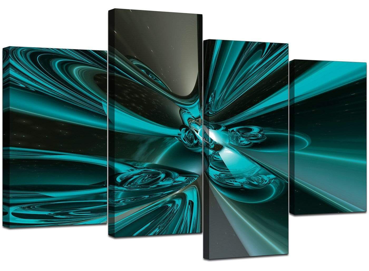 Modern Teal and Grey Cyclone Abstract Canvas