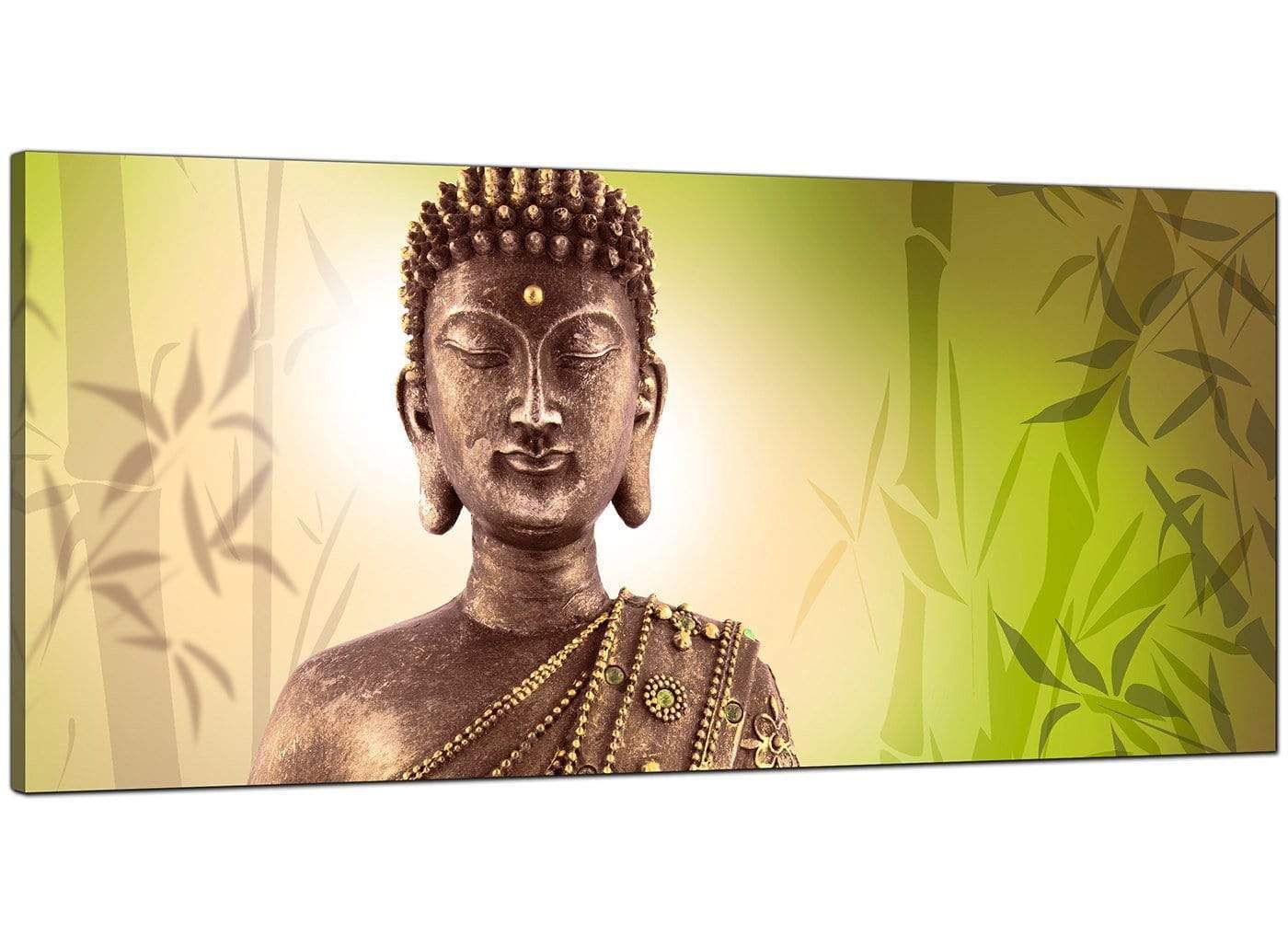 Abstract Buddha Lime Green Bamboo Zen Canvas