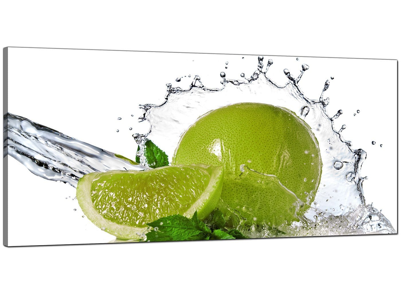 Lime Green White Fruit Splash Kitchen Canvas