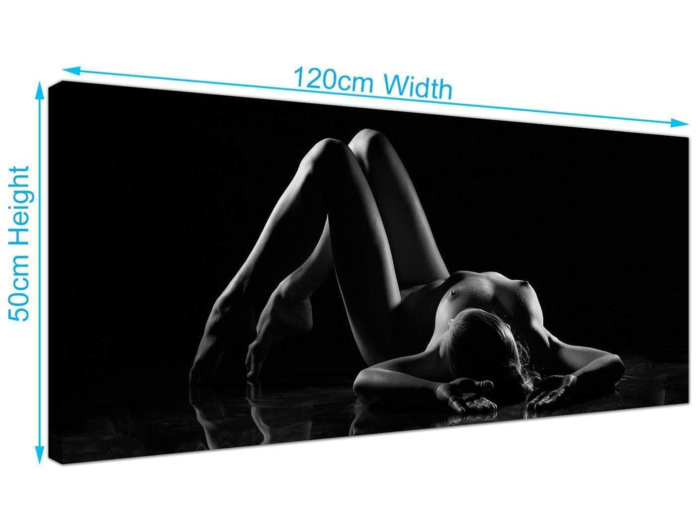 Modern Bedroom Black White Woman Nude Erotic Canvas
