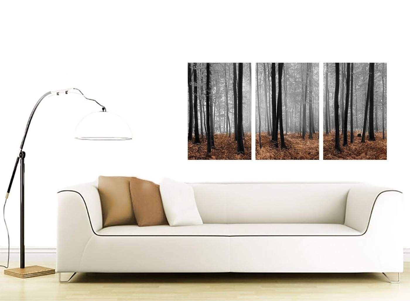 Black White Brown Grey Forest Woodland Trees Canvas Wall Art