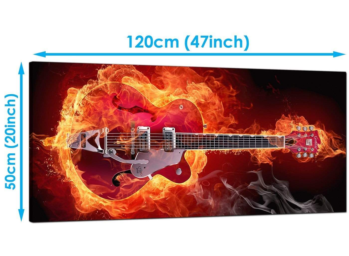 Flaming Red Electric Guitar Music Canvas