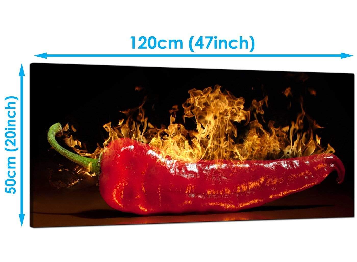Red Hot Chilli Pepper Flaming Black Canvas