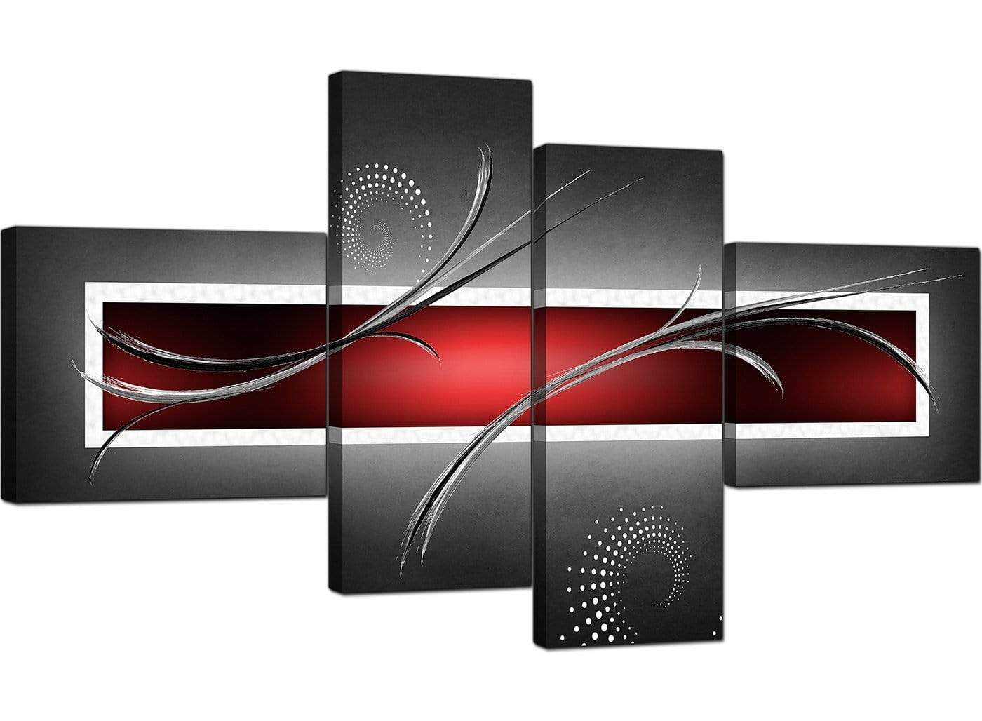 Red Black and Grey White Modern Abstract Canvas Bedroom Canvas Wall Art Accessories Print