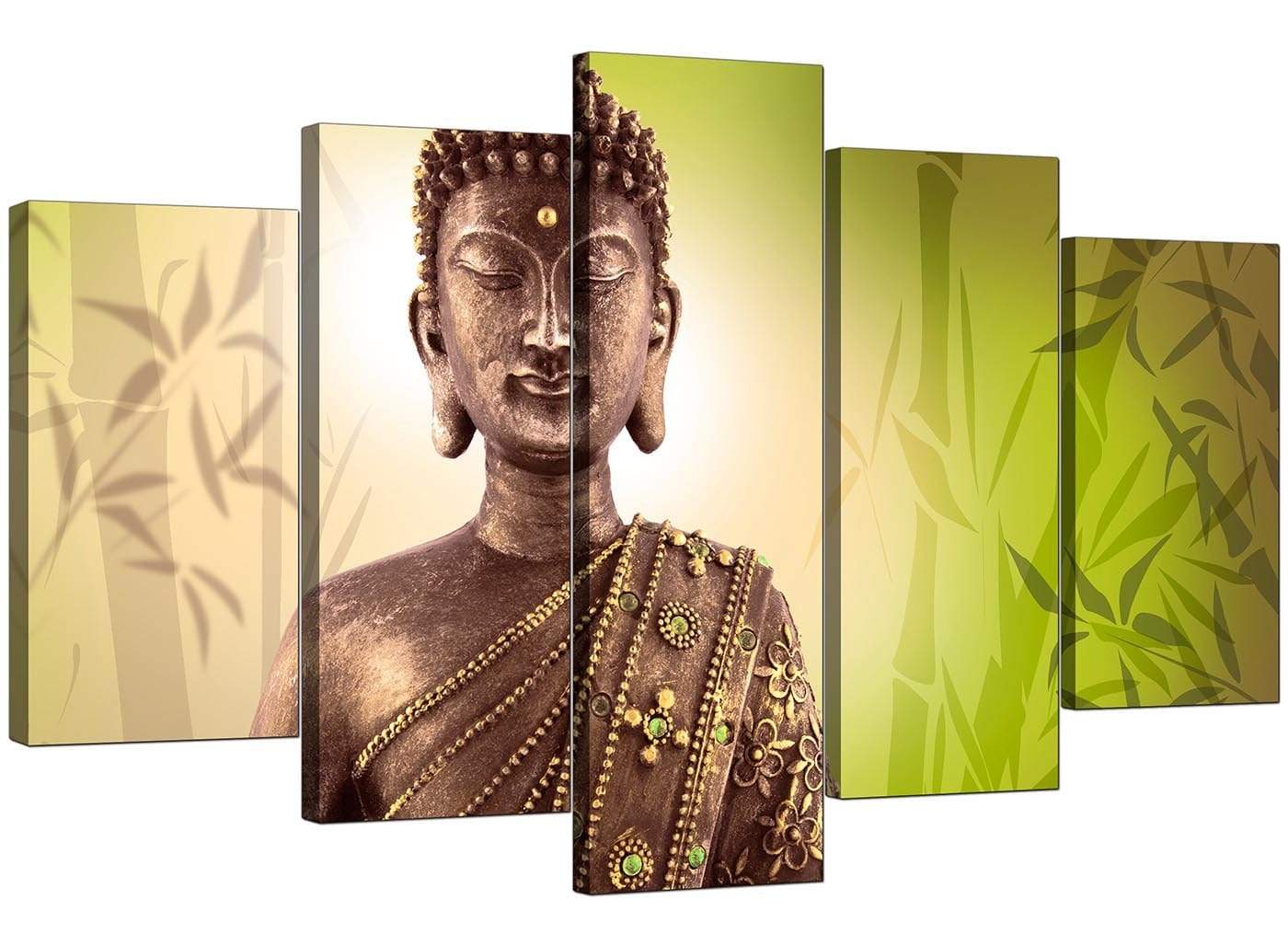 Abstract Buddha Lime Green Bamboo Zen Canvas