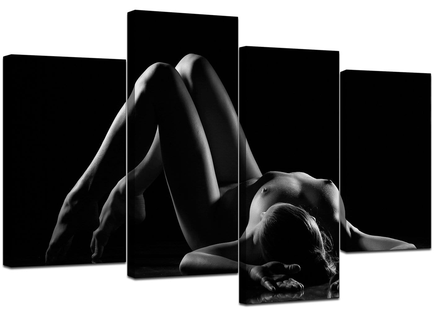 Modern Bedroom Black White Woman Nude Erotic Canvas