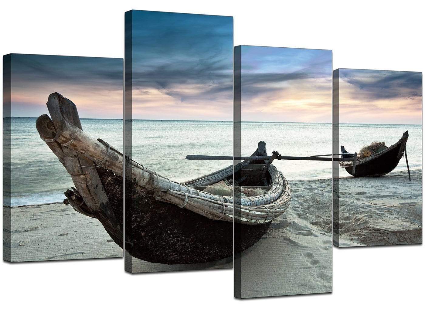 Thailand Fishing Boats Sunset Beach Modern Canvas Art
